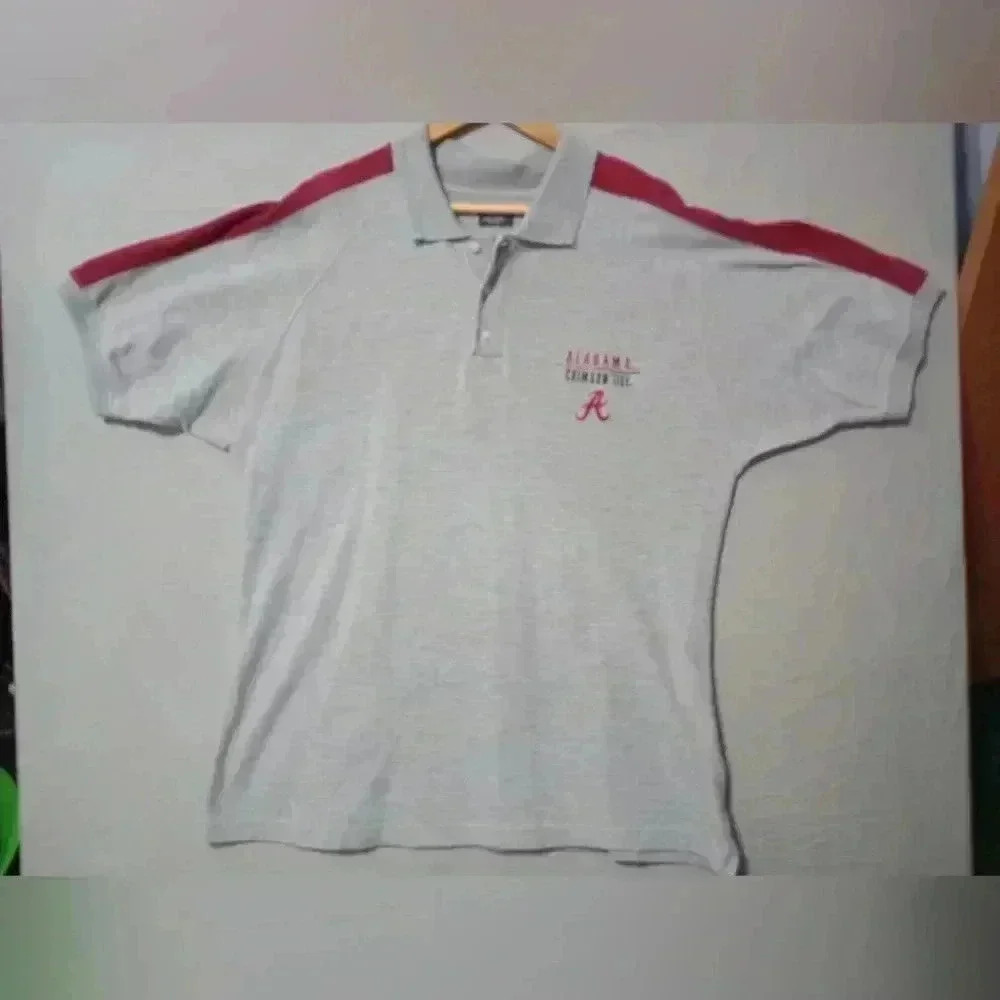 Vtg Pro Edge Alabama Crimson Tide Polo Logo Cotton Sz L Roll Tide Football Y2k